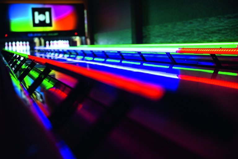 HyperBowling colorful lane lighting at Bloomsburg bowling alley