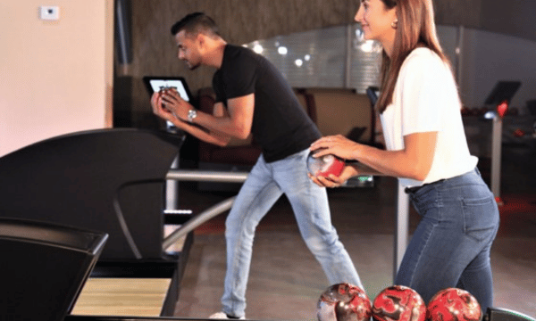 Guests enjoying DuckPin Bowling at Outta Boundz